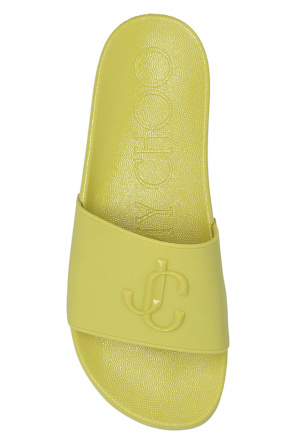 Green 'Port/F' slides with logo Jimmy Choo - Leather Footbed